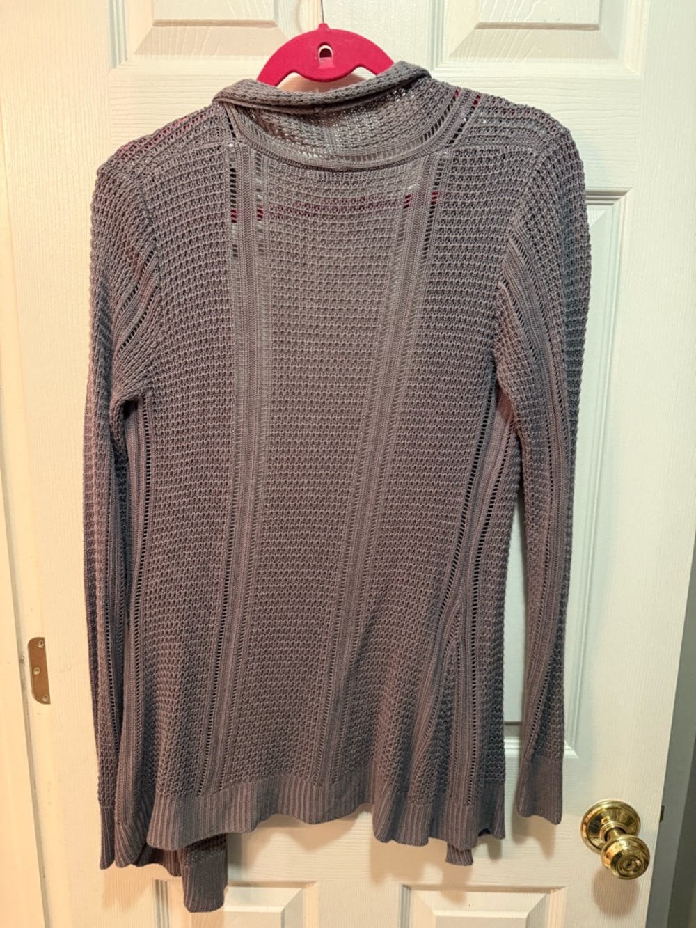 Belldini Gray Open-Front Waffle Knit Cardigan size Large - Picture 4 of 4
